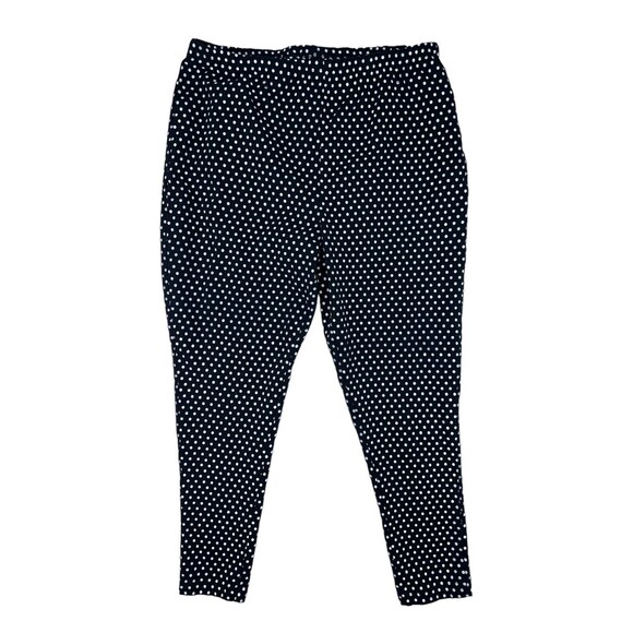 Woman Within Black White Polka Dots Leggings Pants‎ Size 1X Stretch High Rise - Picture 1 of 6